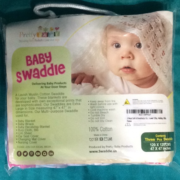 3 pack Pretty Baby swaddles. 47x47”. B64 - Picture 1 of 6